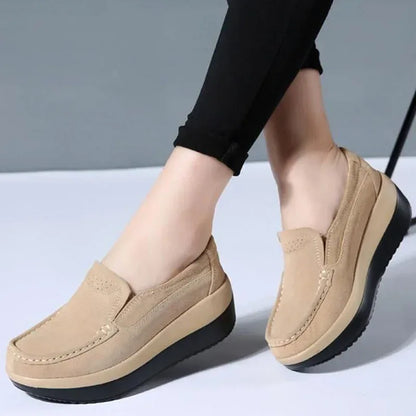 Creepers Platform Shoes Women Flats Women Loafers Spring Autumn Casual Suede Leather Shoes Ladies Moccasins Slip On Plus Size 42