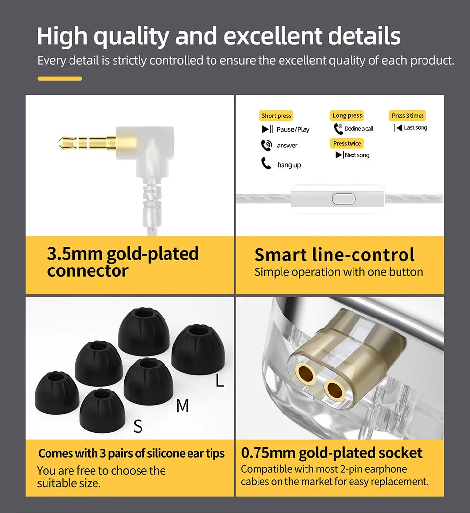 KZ AS24 24BA Units HIFI In Ear 12 Balanced Armature Earphones Noise Cancelling Earbuds Adjustable Tone Headset AST ZSX ZAR