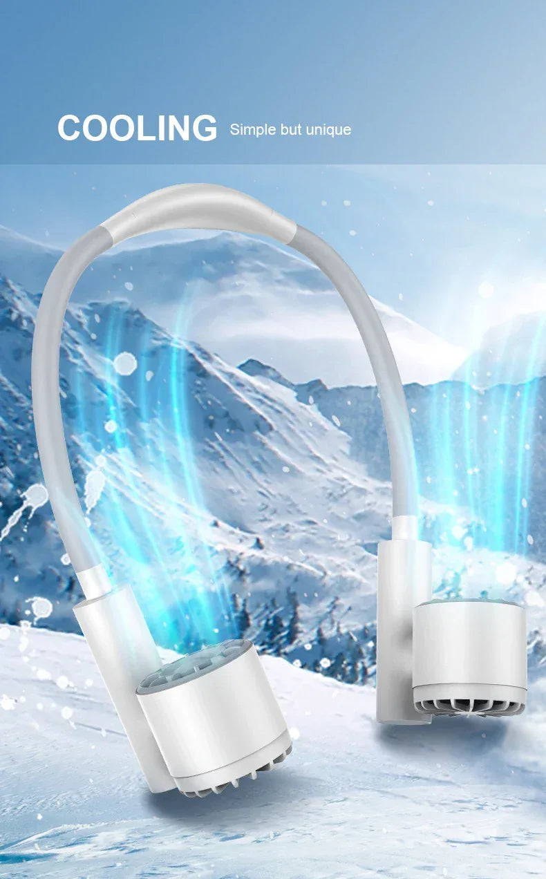 Portable Lightweight Halter Neck Air Cooling Fan USB Rechargeable Outdoor Travel Sport Wearable Mini Hanging Neck Fan 3Gear Wind