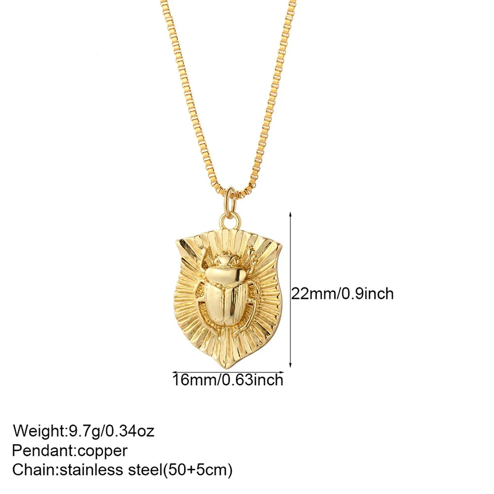 Bohemian Heart Animals Necklace for Women Cute Heart Punk Motocycle Pendant Gold Color Stainless Steel Long Chain Collars Neck