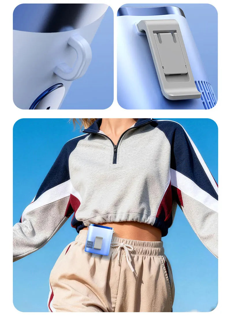 Lenovo Portable Waist Fan 100-Speed Strong Wind Rechargeable Neck Fan Quiet Long Battery Life Clip-on Fan for Outdoor Hiking