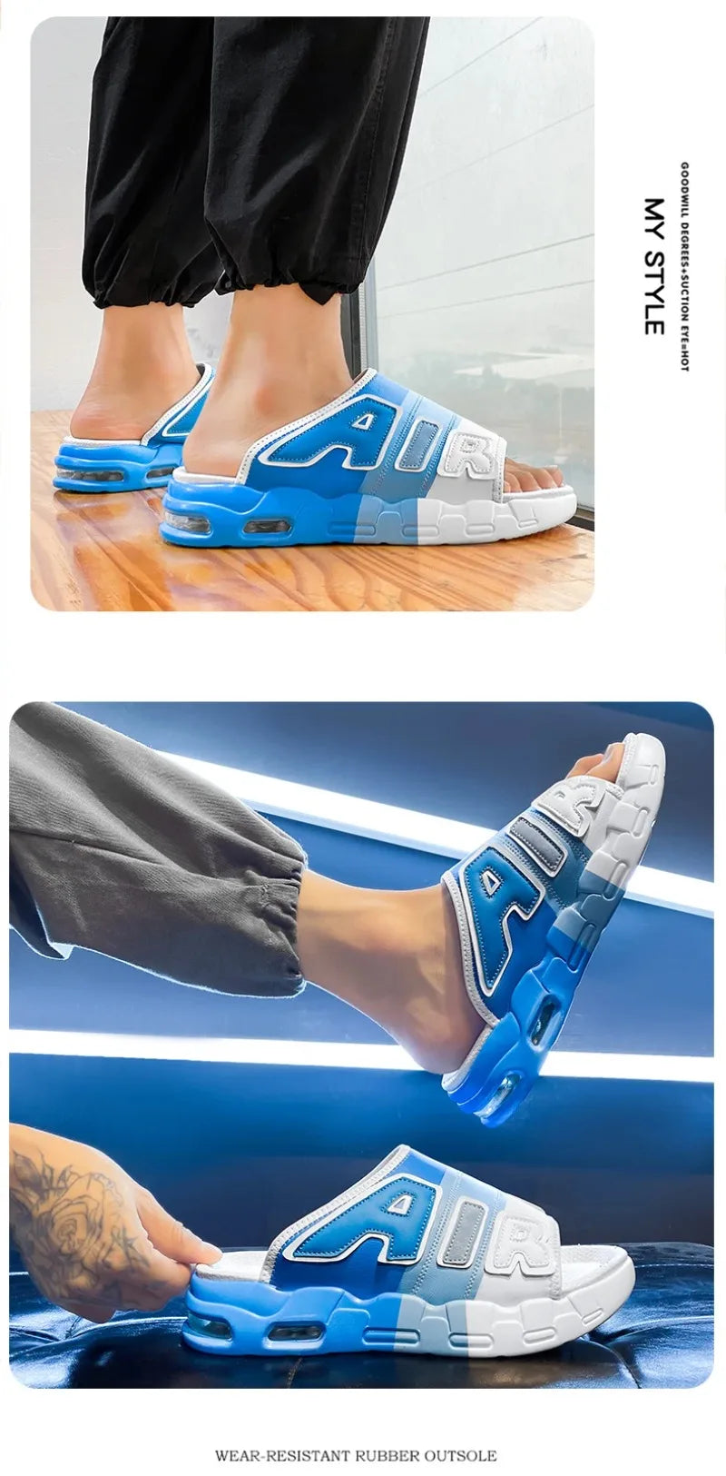 High Quality Slippers for Men Air Cushion Design Slide Man Summer New PVC Soft Non Slip Mens Sports Flip Flops Chanclas Hombrew