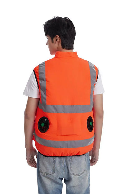 AKOOUS 6500 RPM 12V/5V USB 3-Fans Cooling Vest Air Conditioned Clothes Men Women Outdoor Work Fishing Body Cooling Jacket