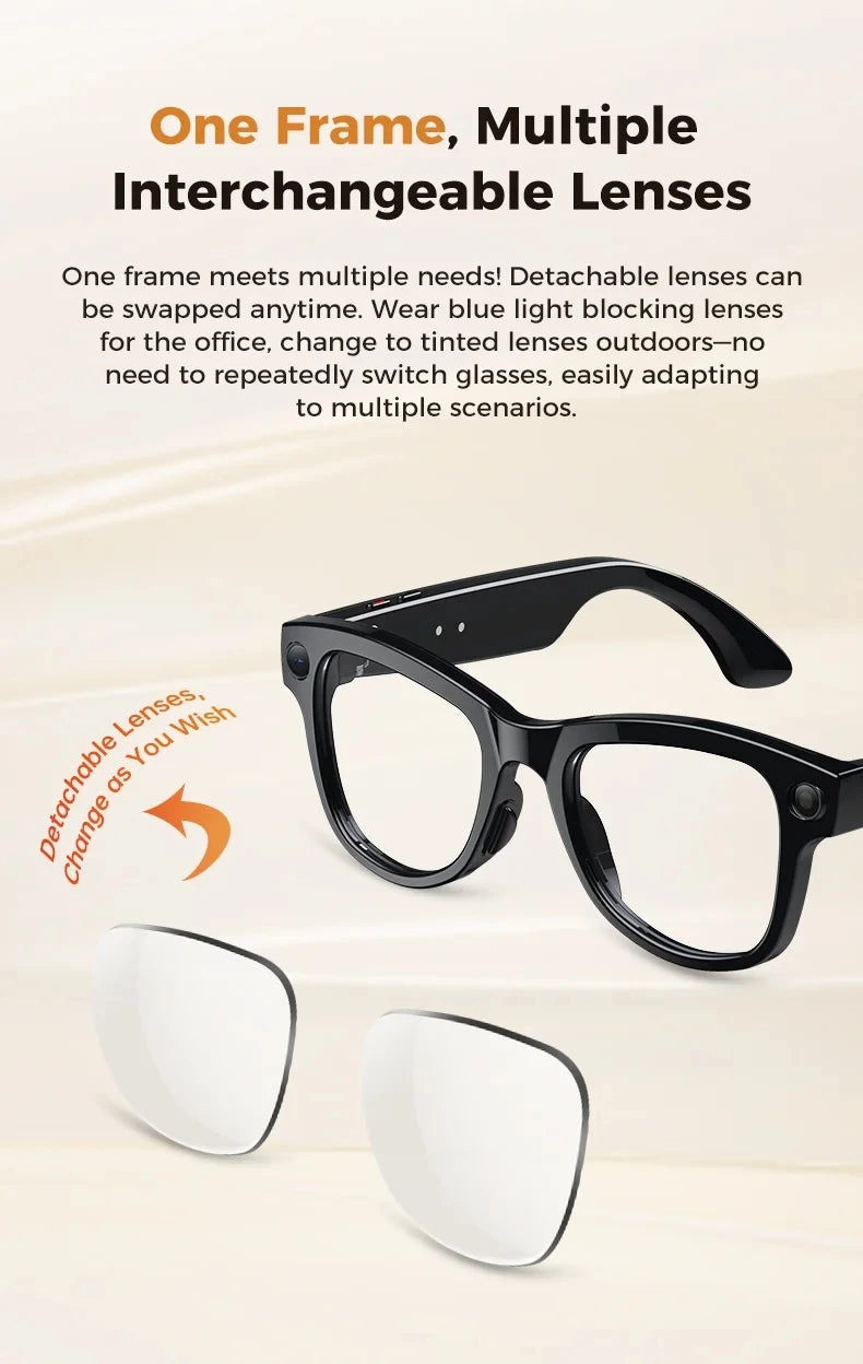 2026 New 8MP Camera Smart AI Glasses 3600mAh Charging Case Power Bank 1080P HD Camera ChatGPT 32GB Translation Video Sunglasses