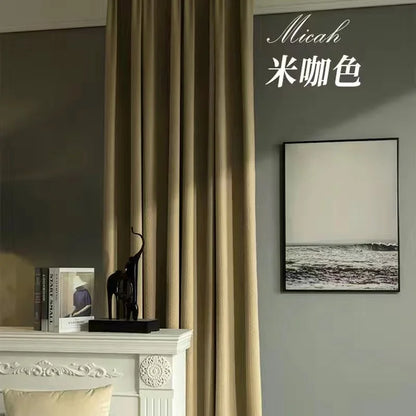 Home Art High-end Curtains for Living Room Luxury Bedroom Blackout Curtain Solid Color Japan Style Fishbone Pattern Room Drapes