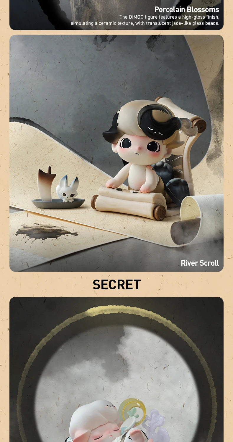 POP MART DIMOO Stories in the Cup Series Mystery Box Genuine Blind Box Guess Toys Bag Ornament Figurines Home Decor Desktop Doll