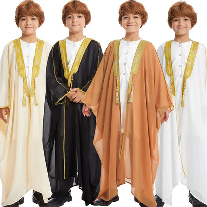 Muslim Saudi Arabian Boy Abaya Children Praying Islamic Clothing Kimono Middle Eastern Teen Dress Dubai New Fashion Classic