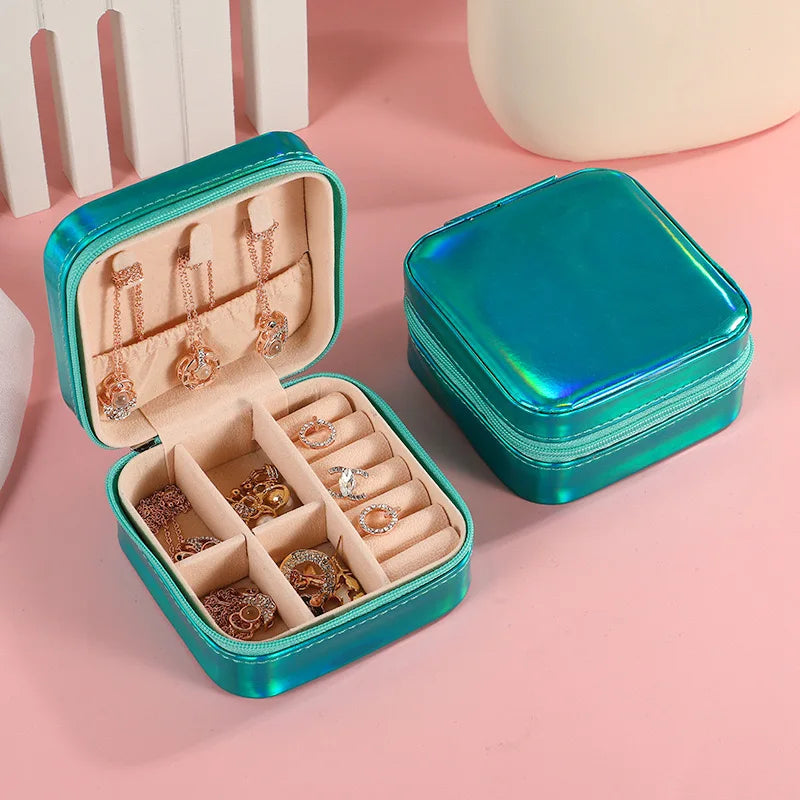 Jewelry Case Box Portable Small Travel Jewelry Organizer Necklace Earring Ring Storage Display Gift Box Travel Essentials