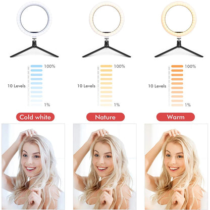 LED Selfie Ring Lighting Photographic Selfie Ring Lamp USB Remote Fill light With Tripods Stand Holder For Video Live Recording