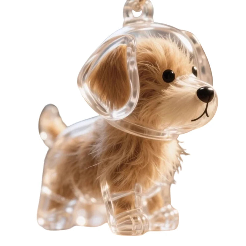 Cute Clear Puppy Hair Memorial DIY Pendant Keychain Decor Keepsake Capsule Pet's Dog Fur Container Pet Lovers Home Display Gifts