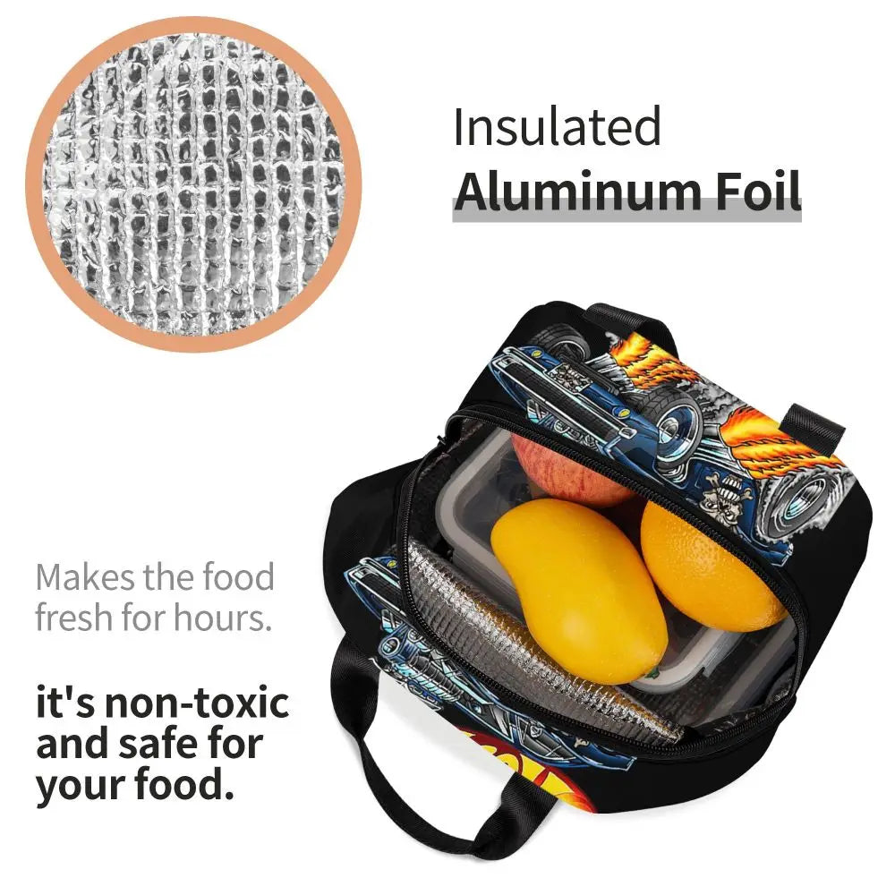 Custom Hot Wheels For Fans Thermal Insulated Lunch Bag Cartoon Sport Car Portable Lunch Container Travel Multifunction Food Box