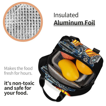 Custom Hot Wheels For Fans Thermal Insulated Lunch Bag Cartoon Sport Car Portable Lunch Container Travel Multifunction Food Box
