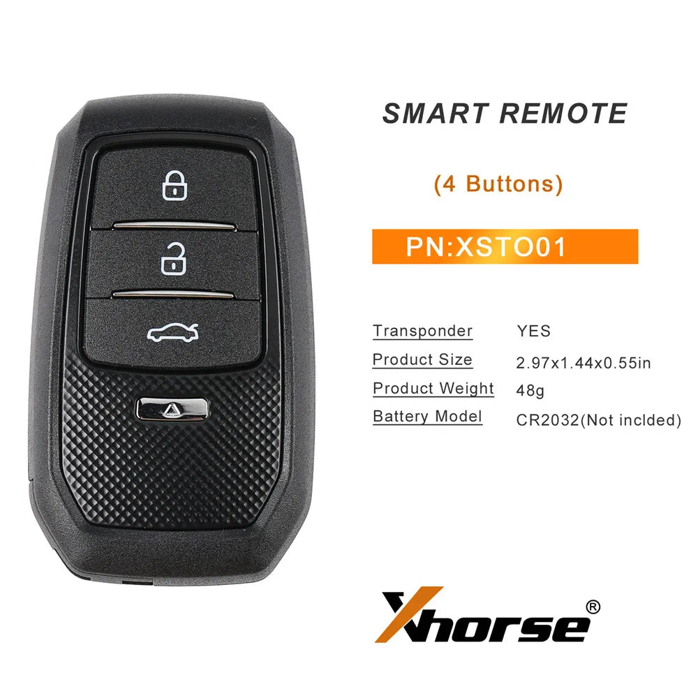 1PC Xhorse XSTO01EN FENG.T for Toyota XM38 Smart Key with Key Shell Support 4D 8A 4A