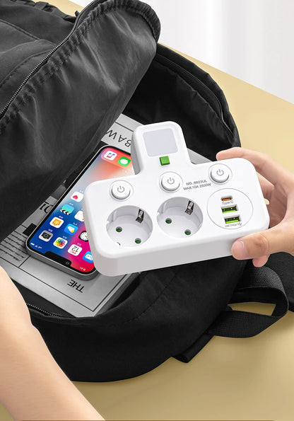 EU plug AC socket power board multi-layer wall socket universal network filter, with or without USB independent switch light ada