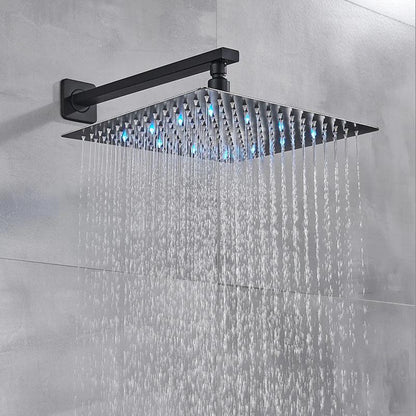 Matte Black LED  Bathroom Showe Faucet Rainfall Shower Head Bath Water Faucet Wall Mounted Bathtub Shower Mixer Tap Shower Set