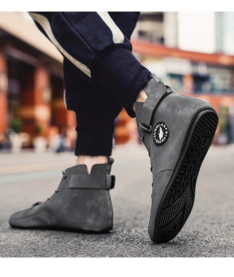 YRZL Men's Shoes Ankle Boots Lightweight Anti-slip Man Casual Walking Shoes Soft Soles Comfortable Breathable Blue Shoes for Men