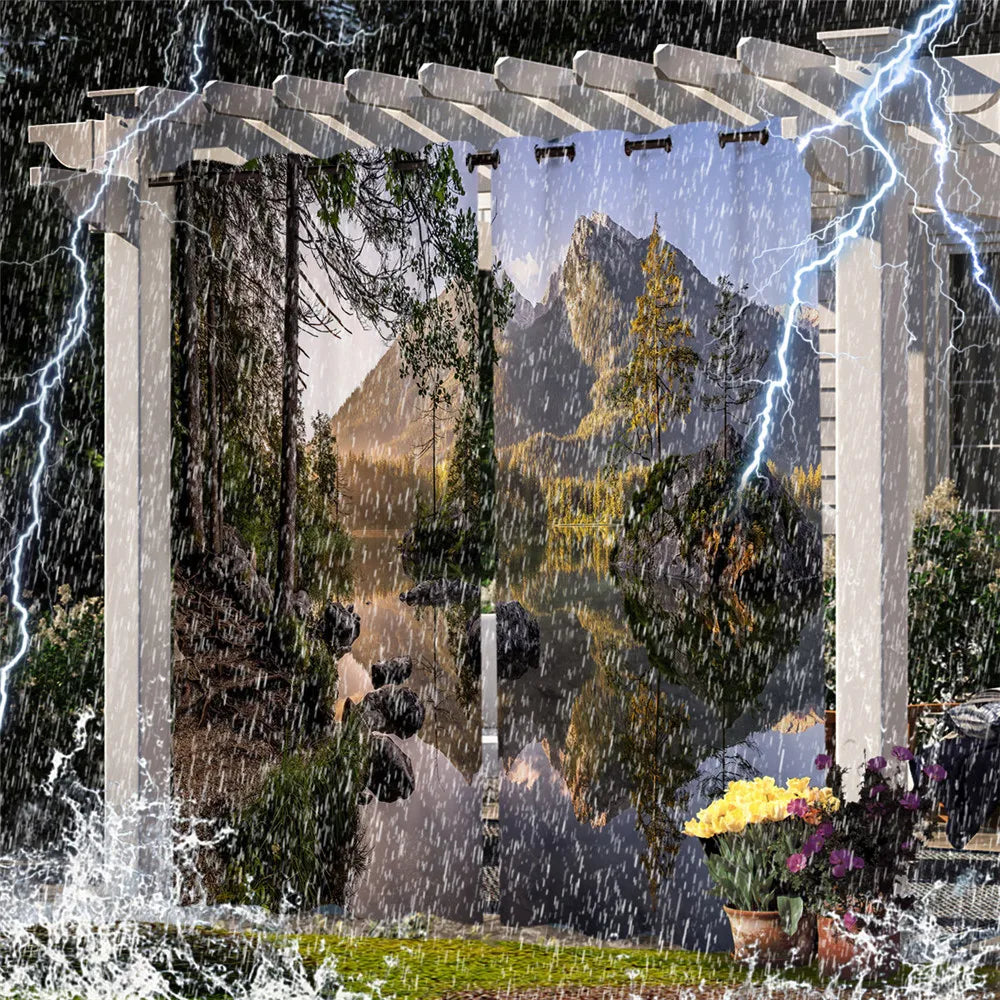 Patio Curtains Outdoor Waterproof Thermal Insulated Blackout Curtain For Garden Door Pool Hut Pavilion Gazebo Pergola Drapes
