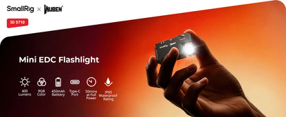SmallRig Thumb EDC Flashlight Ultra-Compact 5-in-1 Flashlight with Rotatable Light Head Magnetic Base, Back Clip, 1/4"-20 Holes