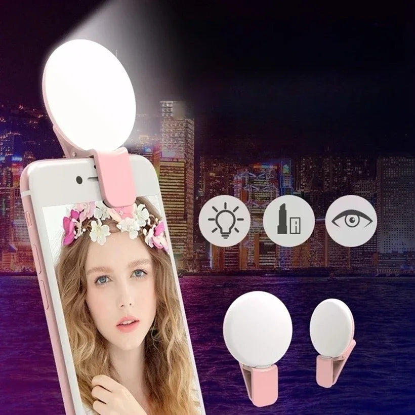 Mobile Phone LED Selfie Ring Light Portable Mini Durable Practical Three Stop Dimming Circle Photography Clip Fill Light