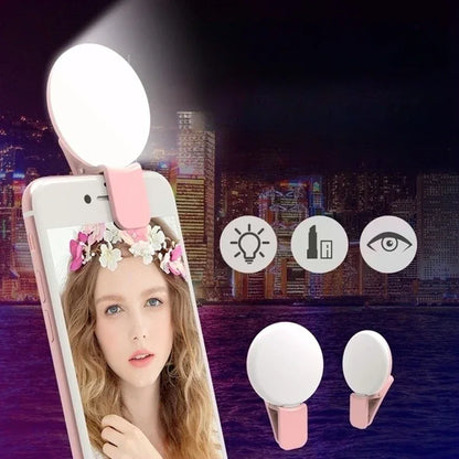 Mobile Phone LED Selfie Ring Light Portable Mini Durable Practical Three Stop Dimming Circle Photography Clip Fill Light