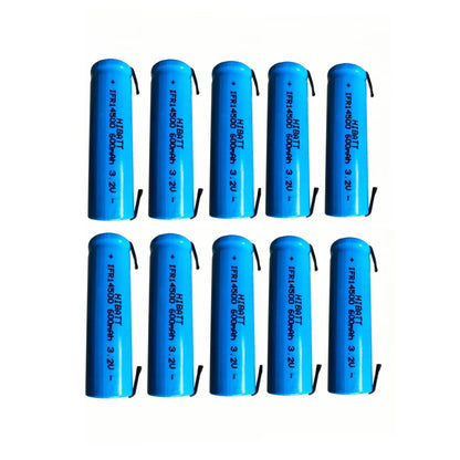 10PCS 14500 LiFePO4 Battery 3.2V 600mAh with solder tabs for Shaver Weight scale Doorbell Mite removal device Microphone Toy