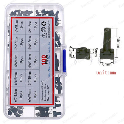 Micro Switch types kit push button tact switch reset mini leaf switch on-off power SMD dip 2x4 3x6 4x4 6 12x12 DIY set