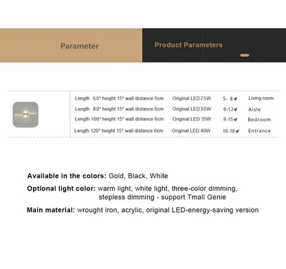 LED Wall Lamp 60/80CM Remote Control Wall Sconce Living Room TV Background Decor Bedroom Kitchen Stair Home Decor Led Lighting