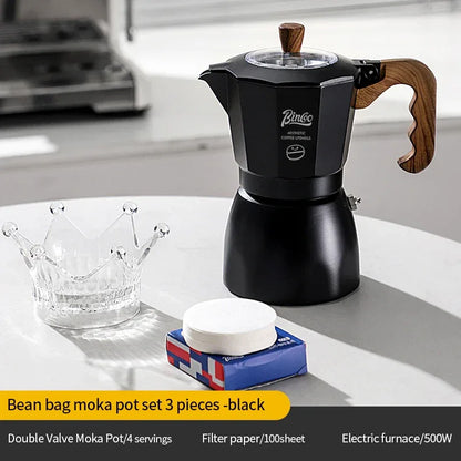 Bincoo Dual Valve Moka Pot Espresso Maker Mocha Pot Brewed Coffee Pot 220V Electric Stove Concentrated Extraction Barista Tools