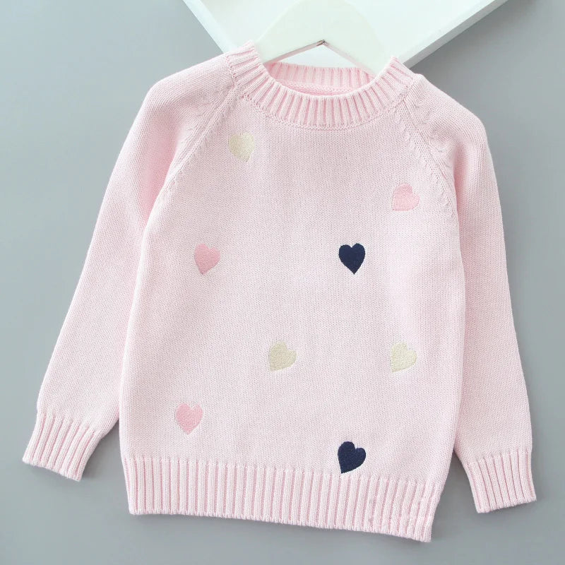 Pull d'automne-hiver pour filles, motif mignon amoureux, pull tricoté en polaire épaisse et chaude