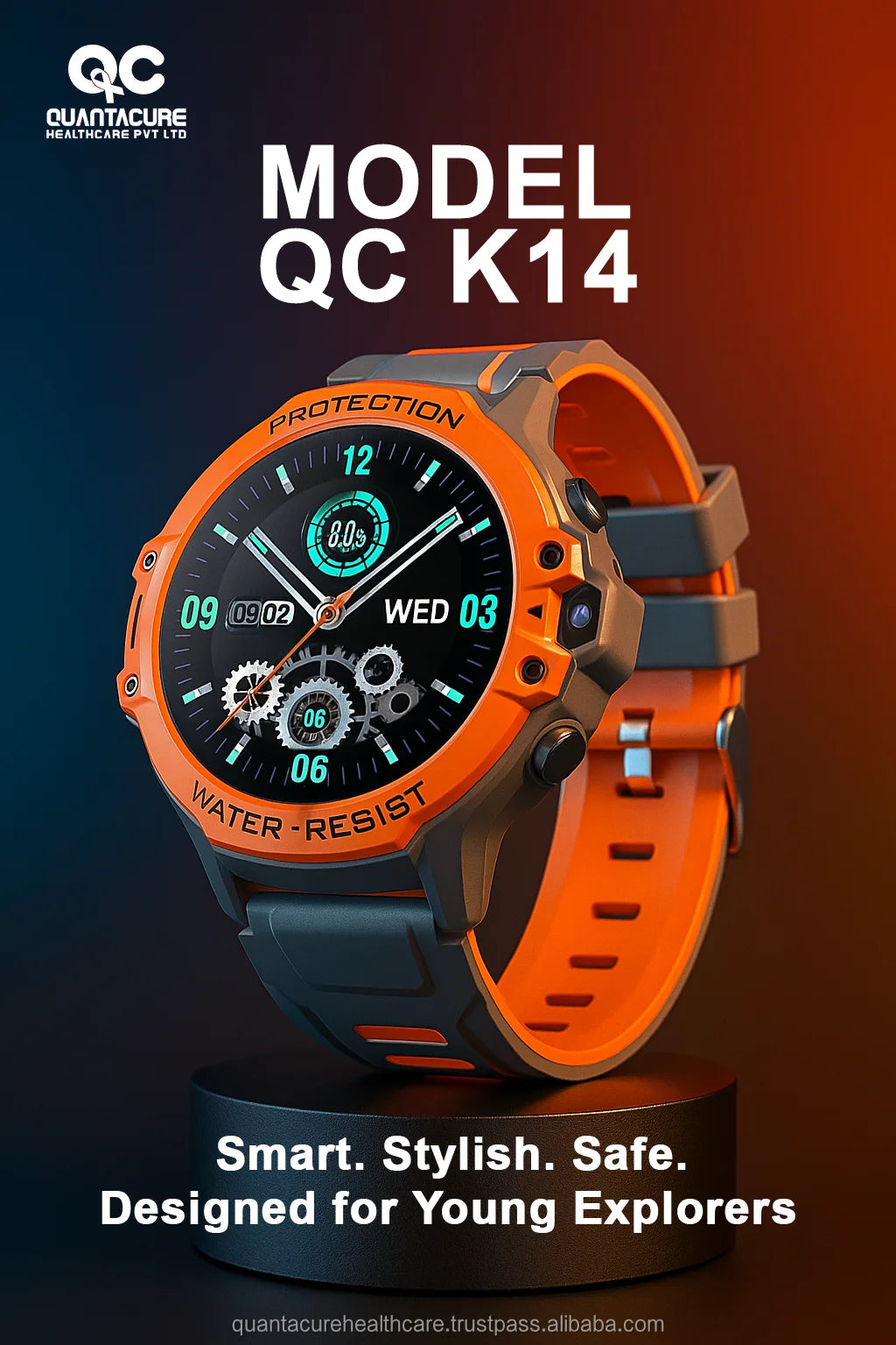 2025 QC K14 Kids Smartwatch GPS Navigation 700mAh Super Battery IP68 Waterproof Video Call Voice Chat Call Activity Tracker
