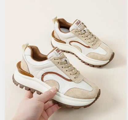 Women Sneakers Genuine Leather Platforms Ladies Casual Sports Shoes Comfy Students Sneakers Summer Popular Size 34-40