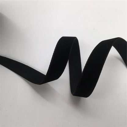 5Yards Nylon Black Velvet Ribbon Golden Single Face for Handmade Gift Bouquet Wrapping Home Party Decoration Christmas