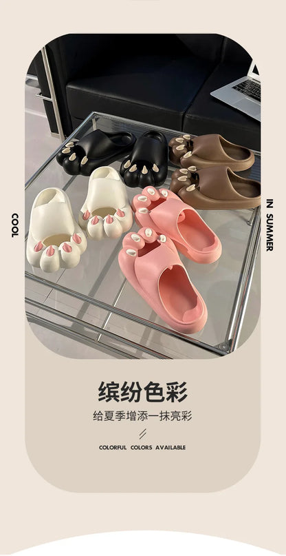 Cute Tiger Paw Slippers Men New Summer Outdoor Slides Shoes Unisex Funny Cartoon Bear Cat Claw Lovers Slipper Novelty Flip Flops