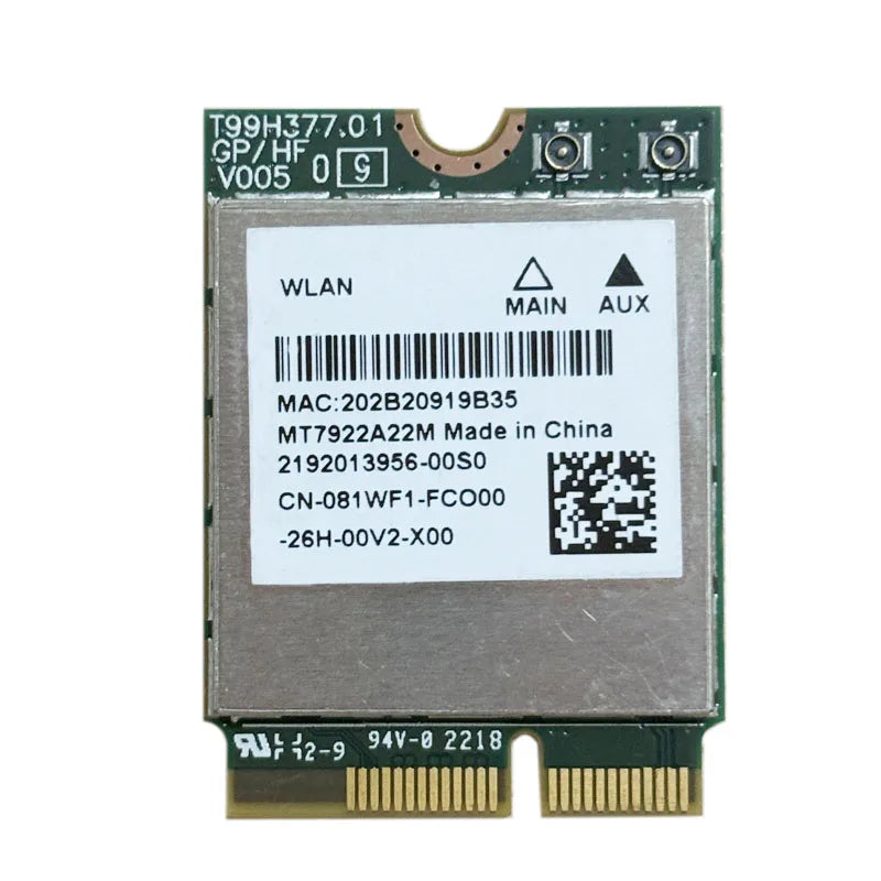 Wi-Fi 6 MT7922 Wireless LAN Card 2400Mbps Wifi Card 2.4/5/6G Dropship
