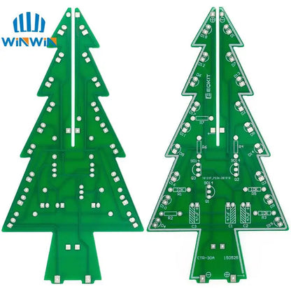Three-Dimensional 3D Christmas Tree LED DIY Kit Red/Green/Yellow LED Flash Circuit Kit Electronic Fun Suite