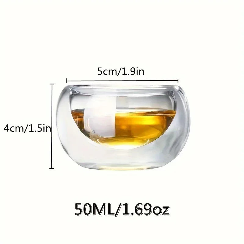 4/6pcs 50ml  Shot Glass Teacups Double Wall glasses Tea Cups Exquisite Kung Fu Drinkware Home Decor Espresso Vaso Heat Resistant