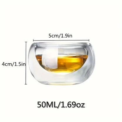 4/6pcs 50ml  Shot Glass Teacups Double Wall glasses Tea Cups Exquisite Kung Fu Drinkware Home Decor Espresso Vaso Heat Resistant