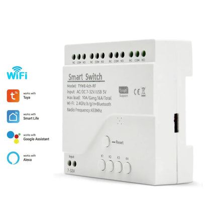 Tuya Smart Home 4CH Relay Module AC/DC 7-32V AC 220V 10A Wifi Switch 4 Channels RF433 Receiver Work With Vioce Alexa Google Home