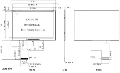 5.0 inch LCD display 800*480 40pin RGB TTL 5 inch high brightness screen TFT ST7262