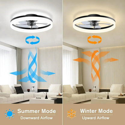 Modern Smart Fan With Lights Winter Infinitely Dimmable Summer Reversible Dual Modes For Living room Bedroom Kitchen