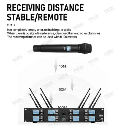 YUHSIU Professional UHF Wireless Microphone 8 channels Handheld lavalier Headset FM Mic For stage performance Band conference