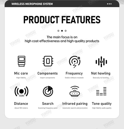 YUHSIU Professional UHF Wireless Microphone 8 channels Handheld lavalier Headset FM Mic For stage performance Band conference