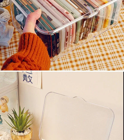 Ins Transparent Phone Case Organizer Storage Box with Cover Home Desktop Acrylic Sundries Storage Basket Phone Case Holder