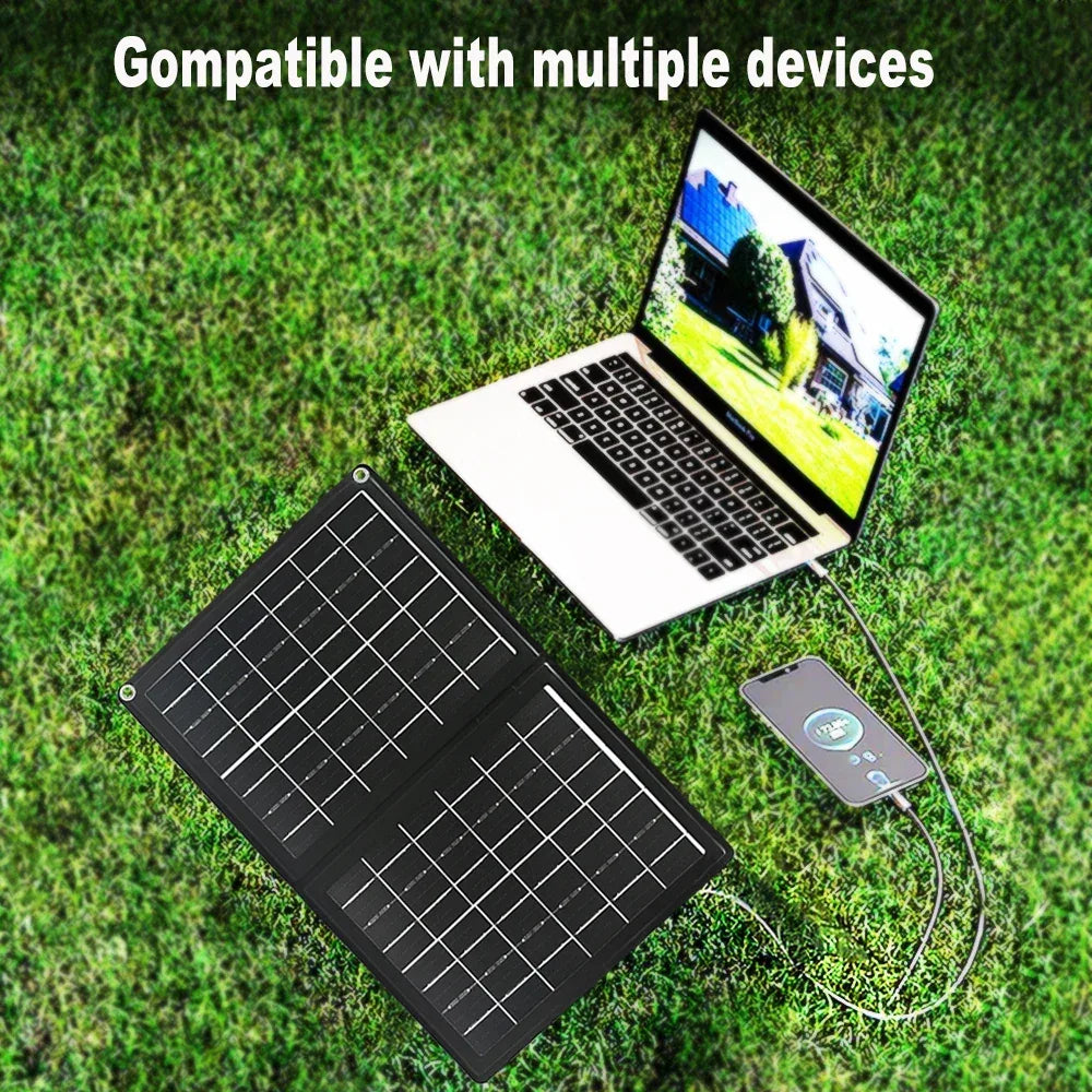 Practical Solar Panel Foldable Power Bank SOECOPO 40W Portable Charge Phone Outdoor Activities  USB + Type - C 5V/2.4A Camping