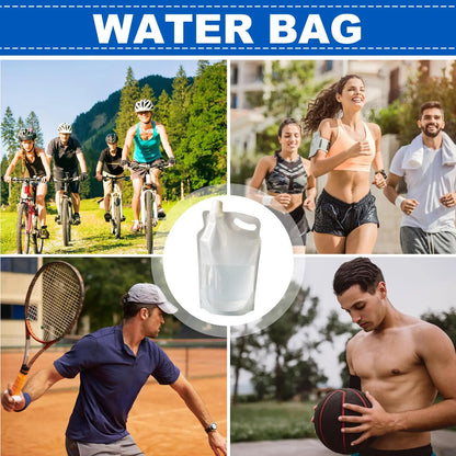 Foldable Water Bag 2L Transparent Reusable Drinking Water Container for Hiking Backpacking, Leakproof Travel Sports Bottle