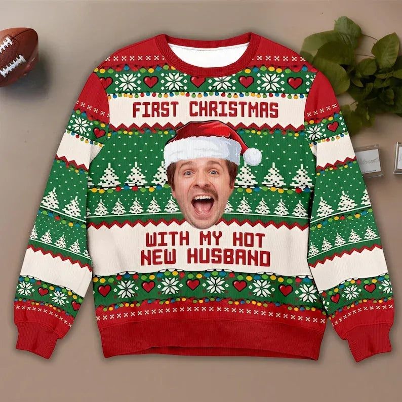 Custom Your Photo 3D Print Ugly Christmas Sweater DIY Face Family Pullovers Funny Image Sweatshirt Personalized Xmas Gift Unisex