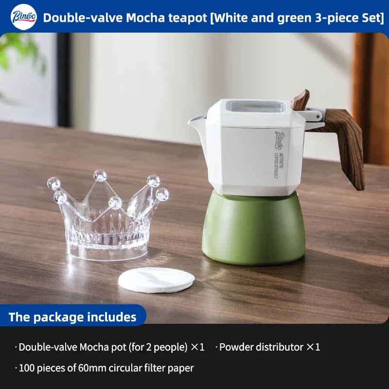 Bincoo Dual Valve Moka Pot 110v-220v Electric Heater Base Espresso Maker Brewed Coffee Mocha Pot Italian Camping Barista Tool