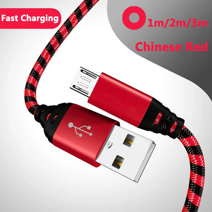 Nylon Braided Wire Charger Cable Micro USB Cable Date Sync 2A Fast Charging For Samsung A3/A5/A7A Huawei Android Mobile Phone