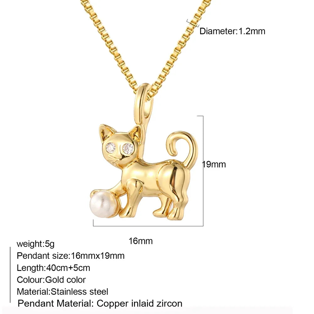 Bohemian Heart Animals Necklace for Women Cute Heart Punk Motocycle Pendant Gold Color Stainless Steel Long Chain Collars Neck