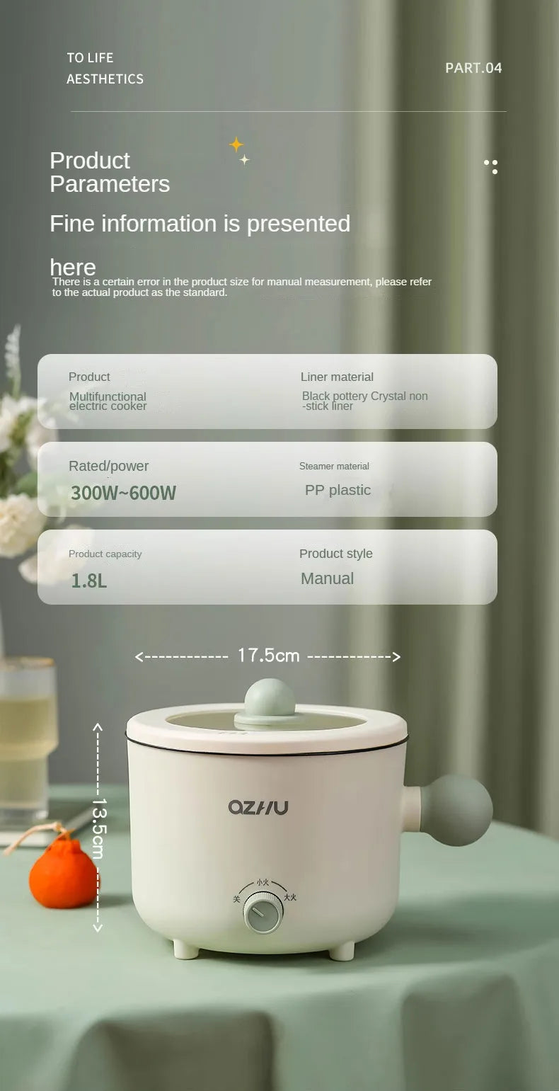 Electric Rice Pot Multicooker Hotpot Stew Heating Pan Noodles Eggs Soup Steamer Rice Cookers Cooking Pot for Home